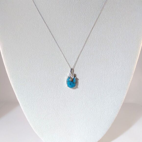 Turquoise Mojave Blue & Zircon Pendant Necklace - Picture 7 of 9